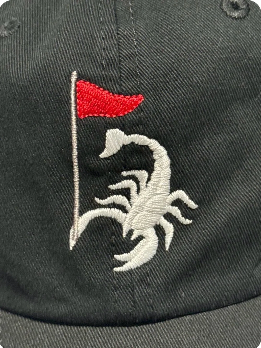 Gente Fina Golf Scorpion Flag Black Embroidered Strapback Cap Adjustable Dad Hat